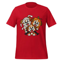 Happy Halloween T-Shirt - Cute Mummy, Pumpkin and Vampire Dogs Graphic Tee- Image 1