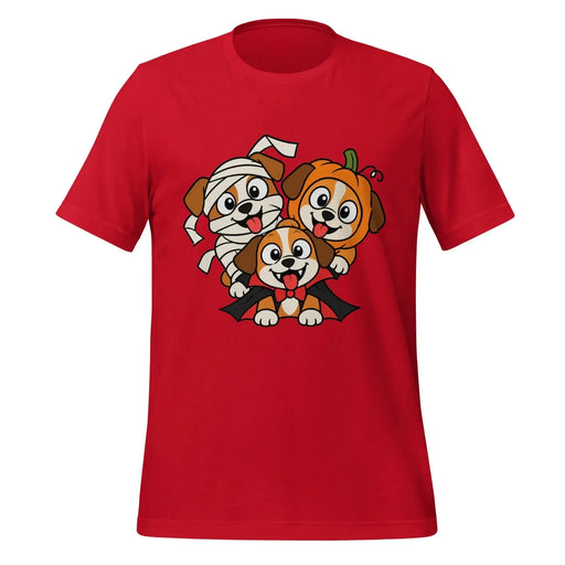 Happy Halloween T-Shirt - Cute Mummy, Pumpkin and Vampire Dogs Graphic Tee