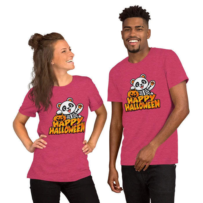 Happy Halloween T-Shirt - Cute Skeleton Panda and Pumpkin Graphic Tee