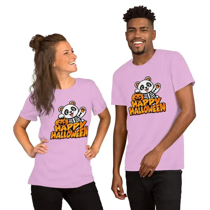 Happy Halloween T-Shirt - Cute Skeleton Panda and Pumpkin Graphic Tee