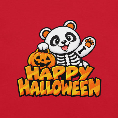 Happy Halloween T-Shirt - Cute Skeleton Panda and Pumpkin Graphic Tee - Image 2