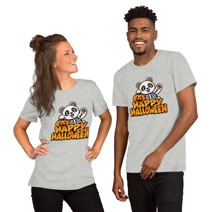 Happy Halloween T-Shirt - Cute Skeleton Panda and Pumpkin Graphic Tee