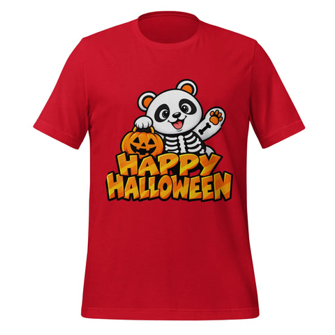 Happy Halloween T-Shirt - Cute Skeleton Panda and Pumpkin Graphic Tee - Image 1