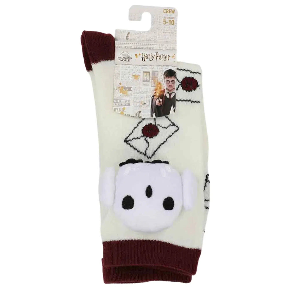 Harry Potter - 3D Plush Hedwig & Hogwarts Acceptance Letter Crew Socks - Bioworld