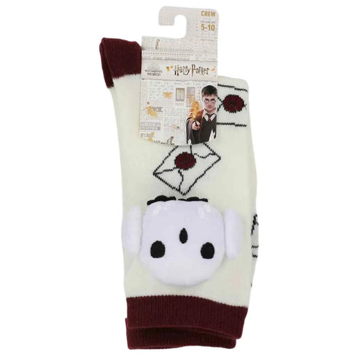 Harry Potter - 3D Plush Hedwig & Hogwarts Acceptance Letter Crew Socks - Bioworld