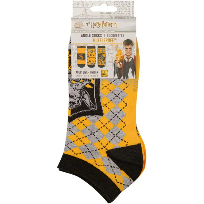 Harry Potter - Adult-Size Hufflepuff Unisex Ankle Socks (3 Pairs) - Cinereplicas