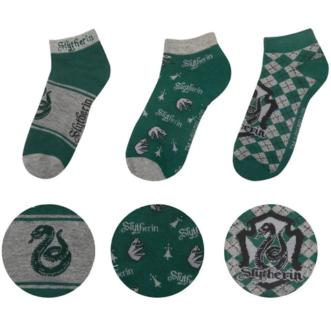 Harry Potter - Adult-Size Slytherin Unisex Ankle Socks (3 Pairs) - Cinereplicas - Image 1