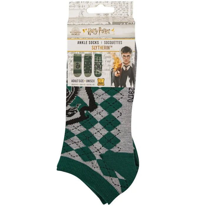 Harry Potter - Adult-Size Slytherin Unisex Ankle Socks (3 Pairs) - Cinereplicas