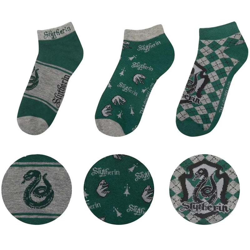 Harry Potter - Adult-Size Slytherin Unisex Ankle Socks (3 Pairs) - Cinereplicas