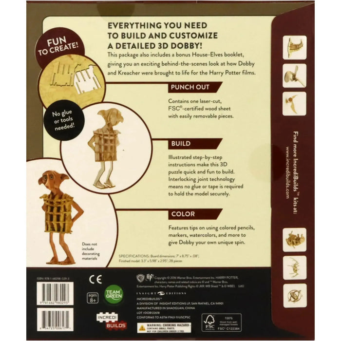 Harry Potter - Dobby 3D Wood Model and Booklet - IncrediBuilds