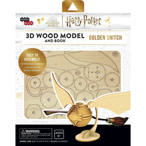 Harry Potter - Golden Snitch Book & 3D Model Kit (Wood) - Insights Editions - IncrediBuilds Series - (2023)