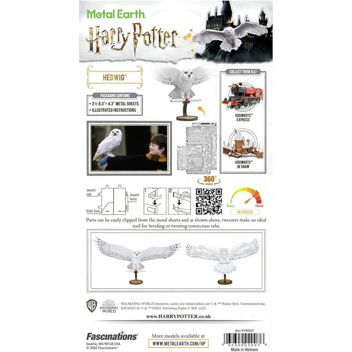 Harry Potter - Hedwig Figure Model Kit (Steel, Challenging Difficulty) - Fascinations - Metal Earth Premium Series