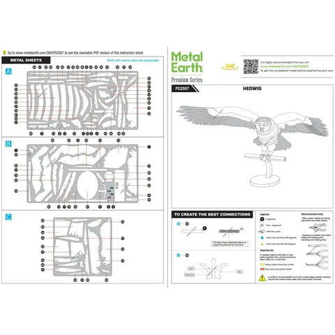 Harry Potter - Hedwig Figure Model Kit (Steel, Challenging Difficulty) - Fascinations - Metal Earth Premium Series - Image 7