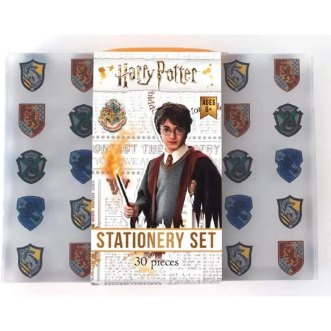Harry Potter - Hogwarts 30-Piece Stationary Gift Set - (Letters, Envelopes, Postcards, Address Book, Pen, Eraser, Notepad) - Paper House Products - Playhouse Series
