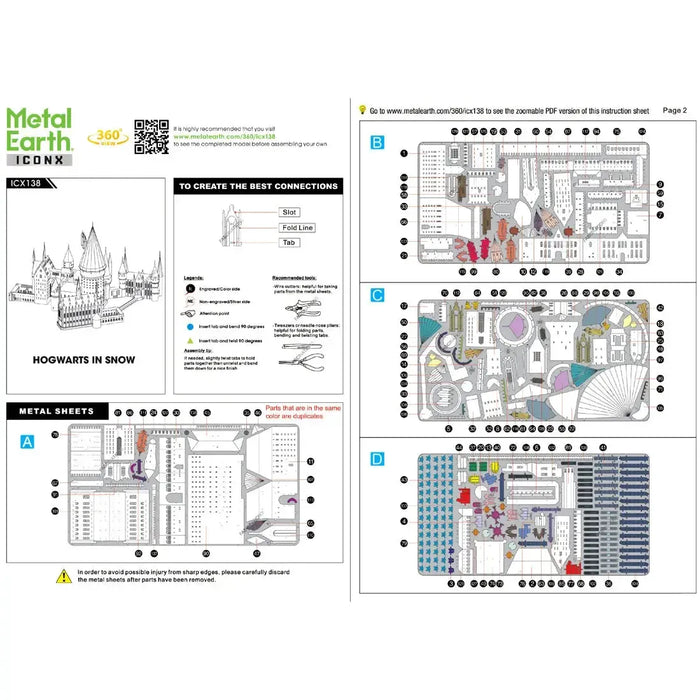 Harry Potter - Hogwarts Castle in Snow Figure Model Kit (Steel, Challenging Difficulty) - Fascinations - Metal Earth Premium Series