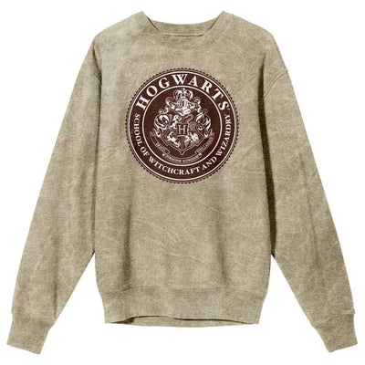 Harry Potter - Hogwarts Crest Washed Sweatshirt (Tan, Unisex) - Bioworld