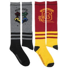 Harry Potter - Hogwarts & Gryffindor Knee High Socks (2 Pairs) - Bioworld