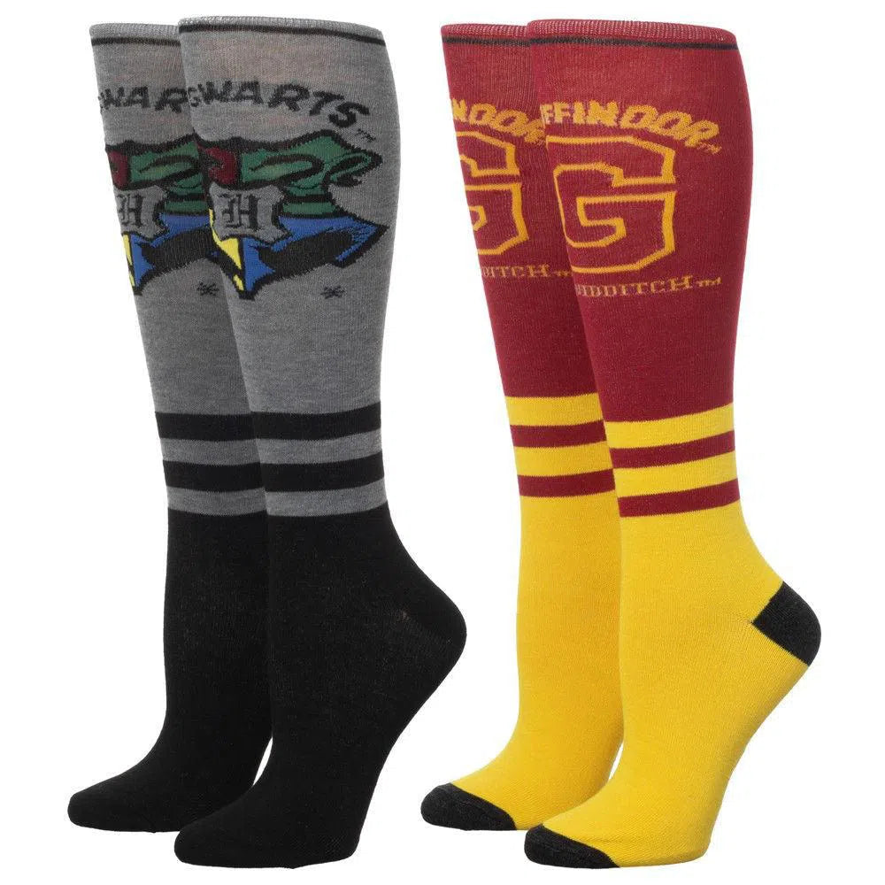 Harry Potter - Hogwarts & Gryffindor Knee High Socks (2 Pairs) - Bioworld