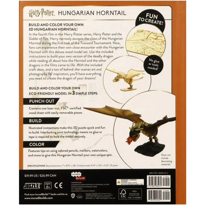 Harry Potter - Hungarian Horntail Deluxe Book and 3D Wood Model Set - Insight Editions - IncrediBuilds Series