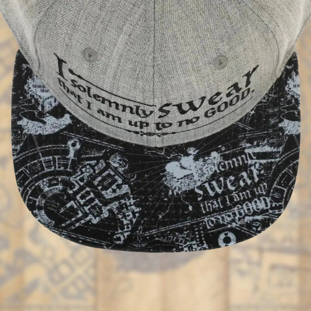 Harry Potter - "I Solemnly Swear I Am Up to No Good" Snapback Hat (Gray, Flat Bill) - Bioworld