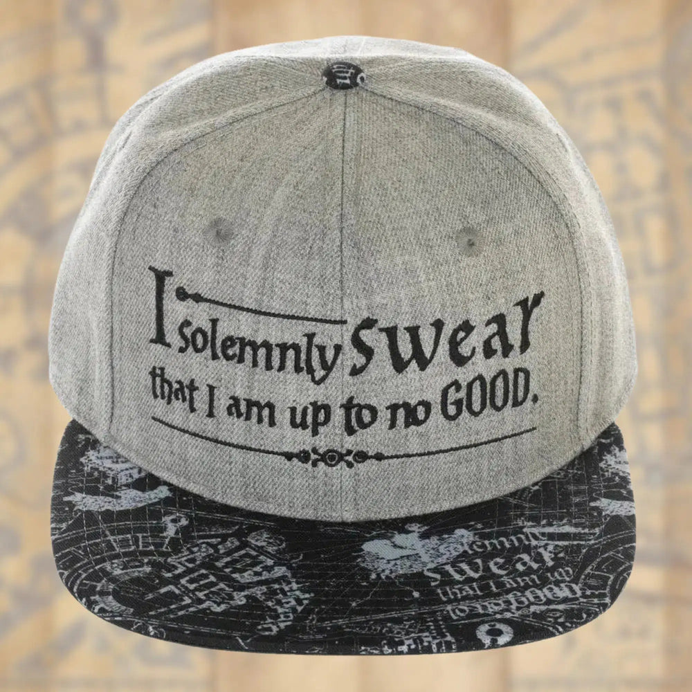 Harry Potter - "I Solemnly Swear I Am Up to No Good" Snapback Hat (Gray, Flat Bill) - Bioworld