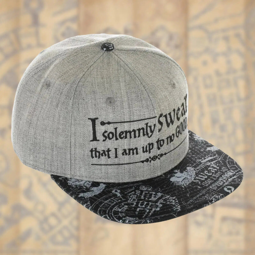 Harry Potter - "I Solemnly Swear I Am Up to No Good" Snapback Hat (Gray, Flat Bill) - Bioworld