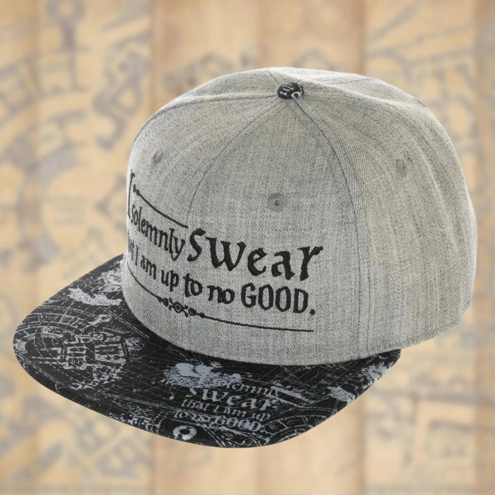 Harry Potter - "I Solemnly Swear I Am Up to No Good" Snapback Hat (Gray, Flat Bill) - Bioworld