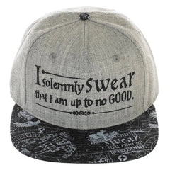 Harry Potter - "I Solemnly Swear I Am Up to No Good" Snapback Hat (Gray, Flat Bill) - Bioworld