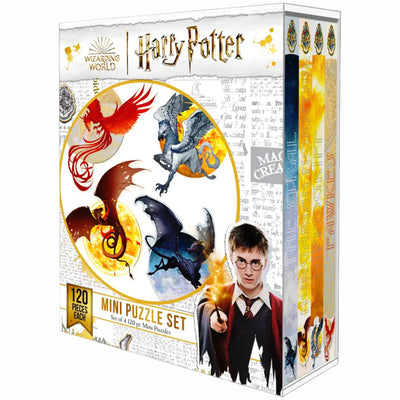Harry Potter - Mythical Creature Mini Jigsaw Set (120 Pieces Each) - Paper House Productions - Thestral, Hungarian Horntail, Hippogriff, Fawkes