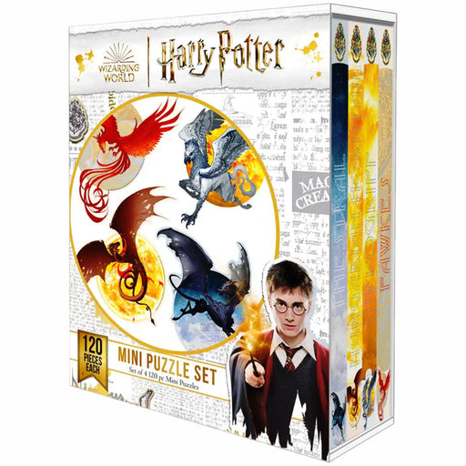 Harry Potter - Mythical Creature Mini Puzzle Set (120 Pieces Each) - Paper House Productions - Thestral, Hungarian Horntail, Hippogriff, Fawkes