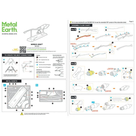Harry Potter - Nimbus 2000 Figure Model Kit (Steel, Moderate Difficulty) - Fascinations - Metal Earth Series