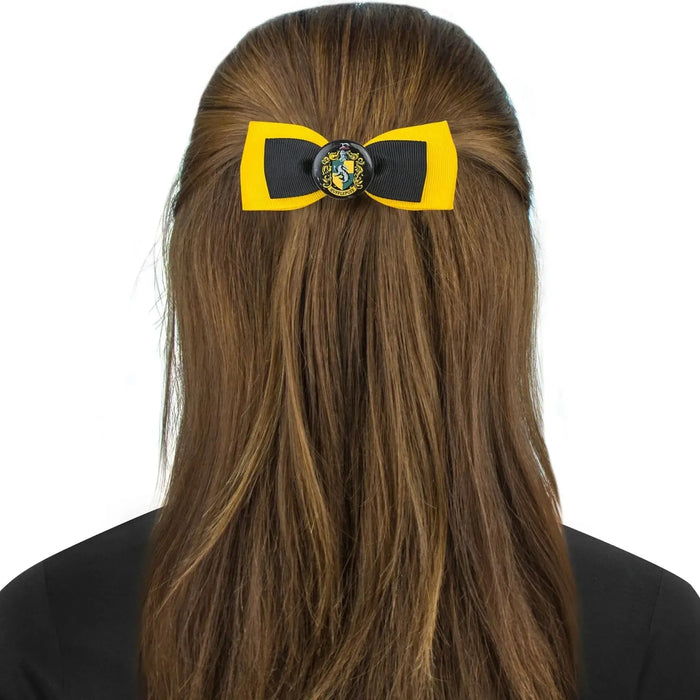 Harry Potter [Wizarding World] - Trendy Hufflepuff Hair Accessories Set (Elastic Double Headband & Ribbon Hair Clip) - Cinereplicas