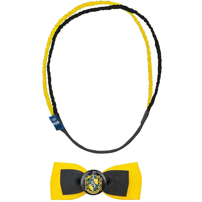 Harry Potter [Wizarding World] - Trendy Hufflepuff Hair Accessories Set (Elastic Double Headband & Ribbon Hair Clip) - Cinereplicas