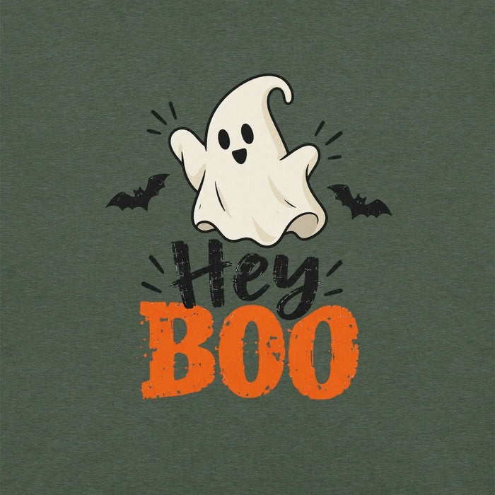 Hey Boo T-Shirt - Cute Halloween Ghost and Bats Graphic Tee