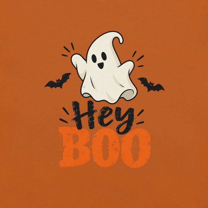 Hey Boo T-Shirt - Cute Halloween Ghost and Bats Graphic Tee