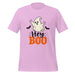 Hey Boo T-Shirt - Cute Halloween Ghost and Bats Graphic Tee