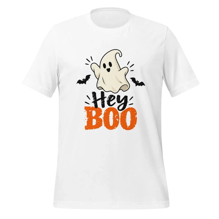 Hey Boo T-Shirt - Cute Halloween Ghost and Bats Graphic Tee