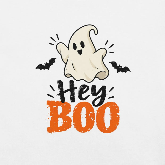 Hey Boo T-Shirt - Cute Halloween Ghost and Bats Graphic Tee