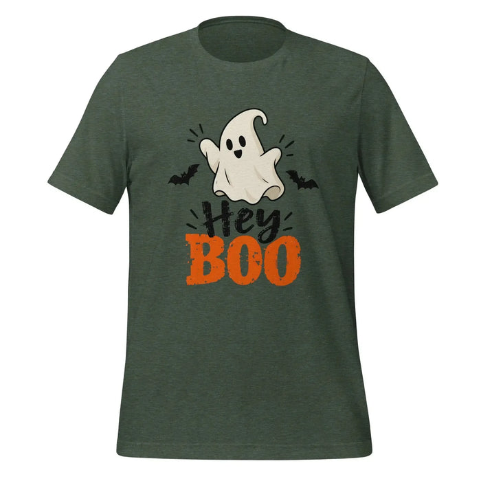 Hey Boo T-Shirt - Cute Halloween Ghost and Bats Graphic Tee