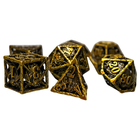 Hollow Dragon Shield Dice Set (7 Dice, Polyhedral) - Game Master Dice