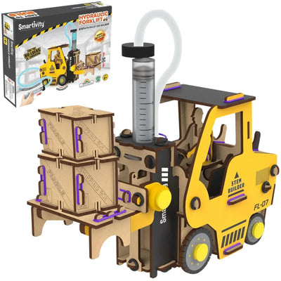 Hydraulic Forklift with Pallet and Box - STEM Toy Building Set - Smartivity