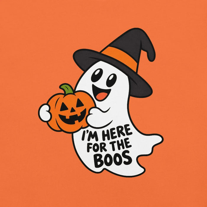 I'm Here for the Boos T-Shirt - Funny Halloween Ghost Gag Gift Graphic Tee