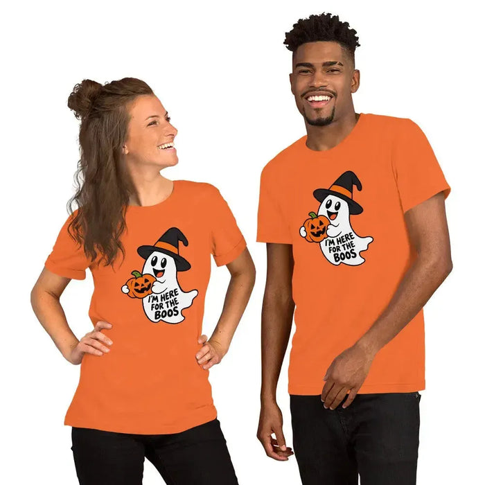 I'm Here for the Boos T-Shirt - Funny Halloween Ghost Gag Gift Graphic Tee