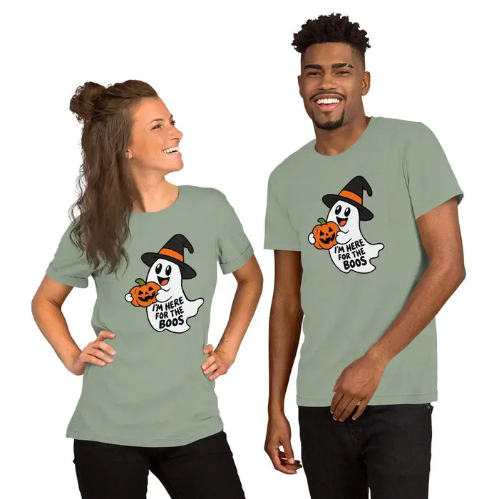 I'm Here for the Boos T-Shirt - Funny Halloween Ghost Gag Gift Graphic Tee