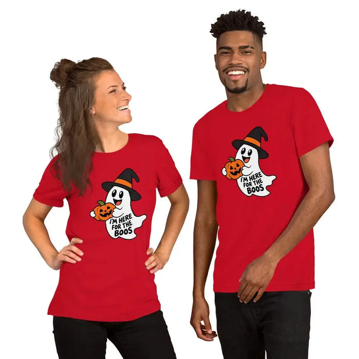 I'm Here for the Boos T-Shirt - Funny Halloween Ghost Gag Gift Graphic Tee
