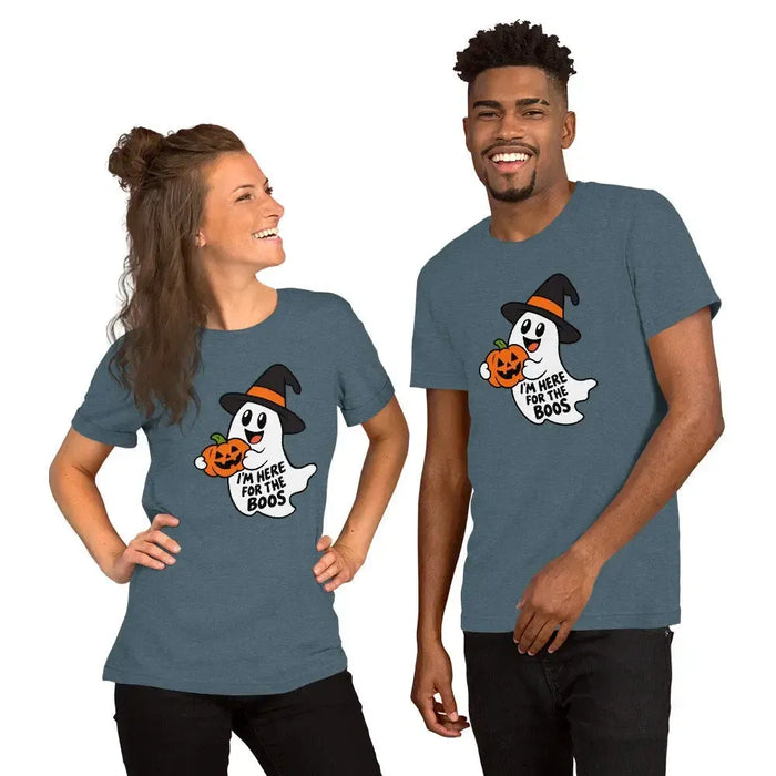 I'm Here for the Boos T-Shirt - Funny Halloween Ghost Gag Gift Graphic Tee