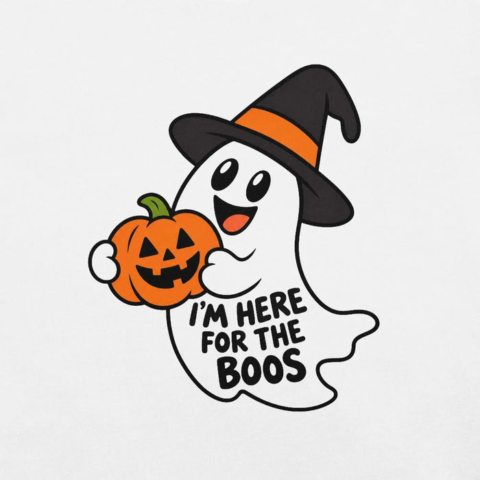 I'm Here for the Boos T-Shirt - Funny Halloween Ghost Gag Gift Graphic Tee