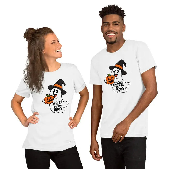 I'm Here for the Boos T-Shirt - Funny Halloween Ghost Gag Gift Graphic Tee