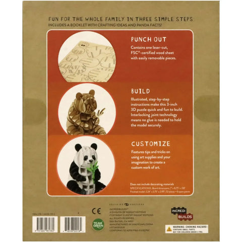 Panda Book & 3D Wood Model Kit - Insight Editions - IncrediBuilds Animal Collection - (2019) - Image 2