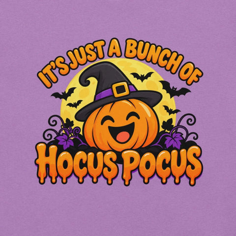 It's Just a Bunch of Hocus Pocus T-Shirt - Halloween Pumpkin Witch Hat Graphic Tee - Image 10